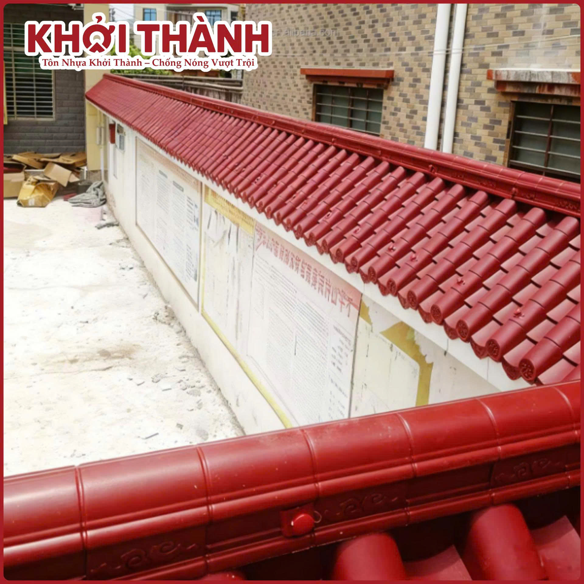 Mẫu ngói âm dương đỏ