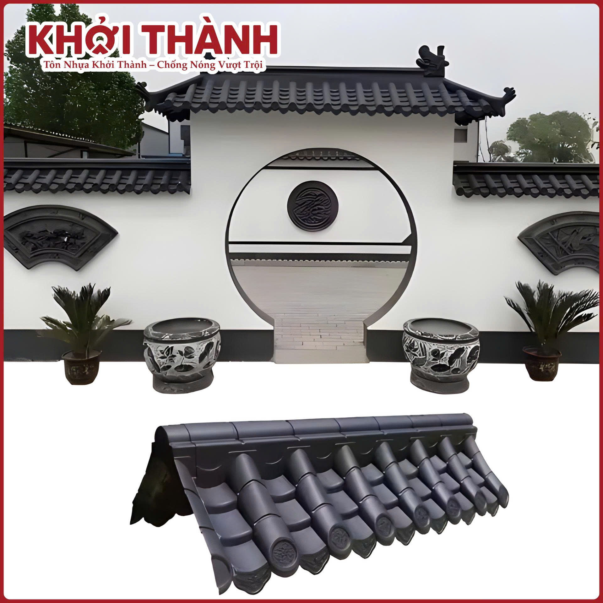 Mẫu cổng ngói âm dương