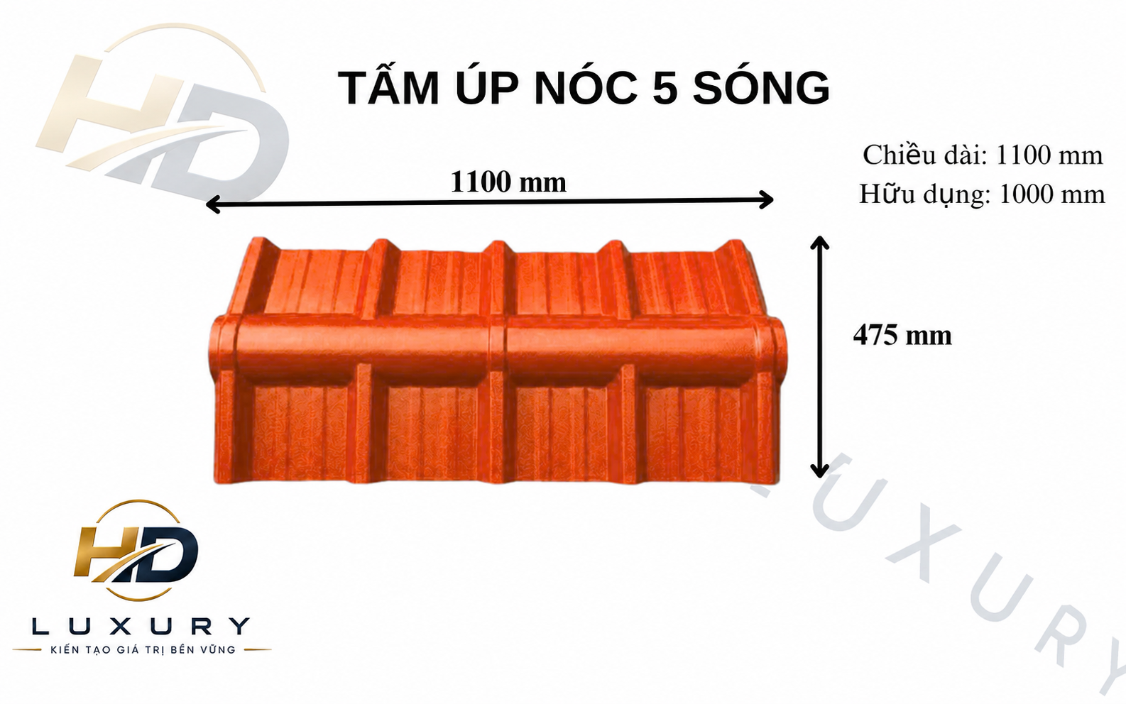 Tấm úp nóc 5 sóng HD Luxury
